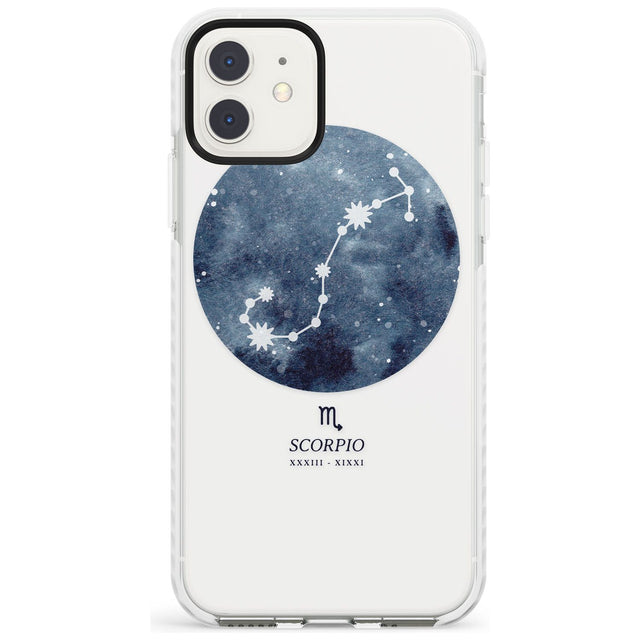 Scorpio Zodiac Transparent Design - Blue Impact Phone Case for iPhone 11