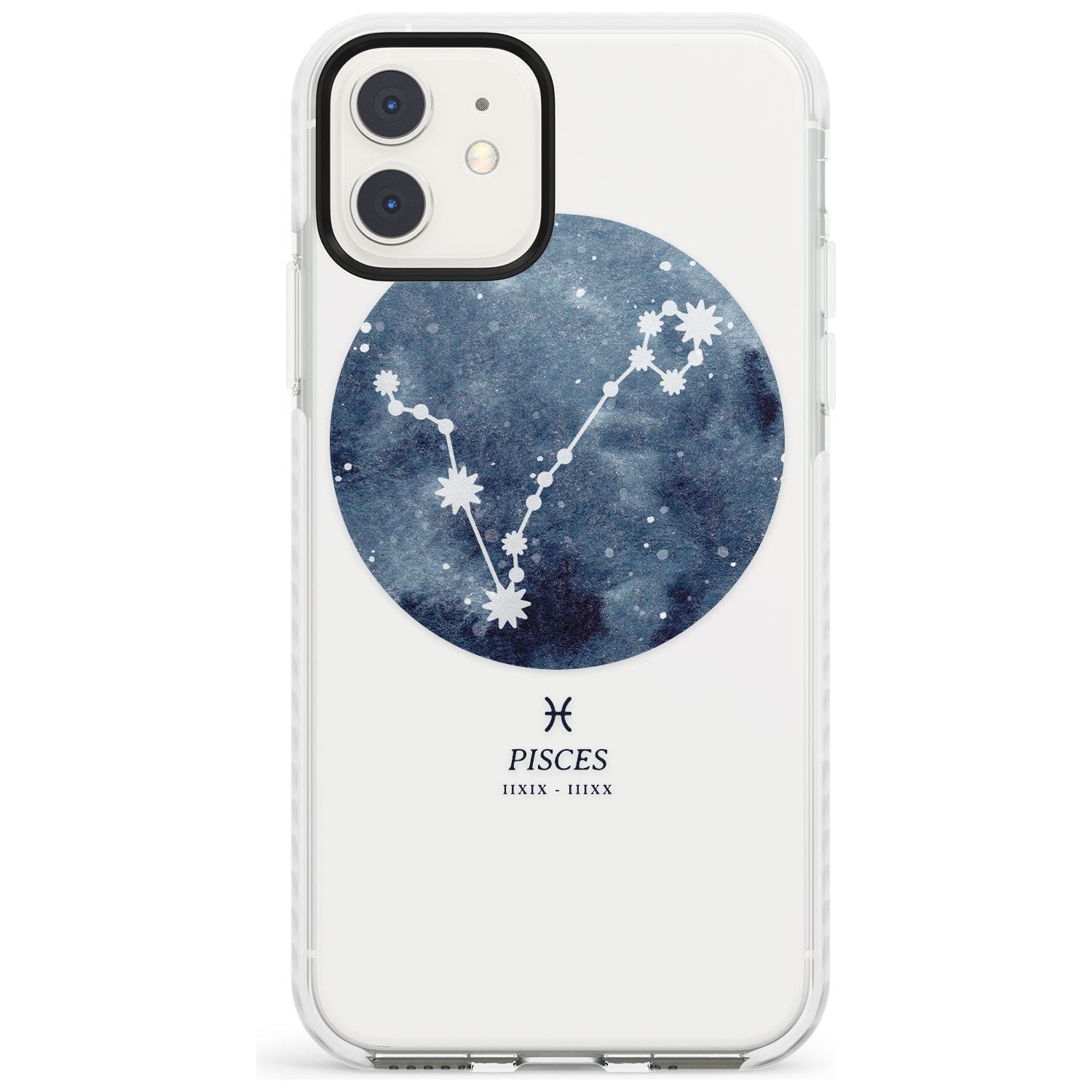 Pisces Zodiac Transparent Design - Blue Impact Phone Case for iPhone 11