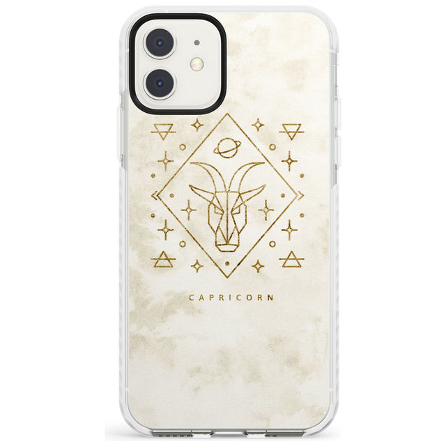 Capricorn Emblem - Solid Gold Marbled Design Impact Phone Case for iPhone 11