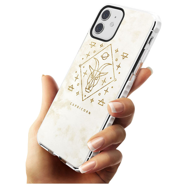 Capricorn Emblem - Solid Gold Marbled Design Impact Phone Case for iPhone 11