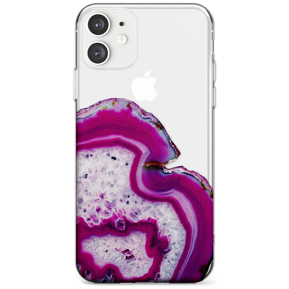 Violet & White Swirl Agate Crystal Clear Design Slim TPU Phone Case for iPhone 11