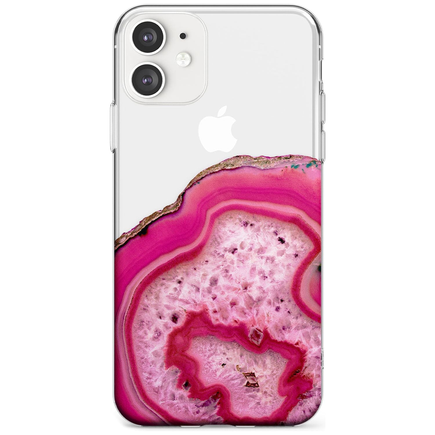 Bright Pink Gemstone Crystal Clear Design Slim TPU Phone Case for iPhone 11