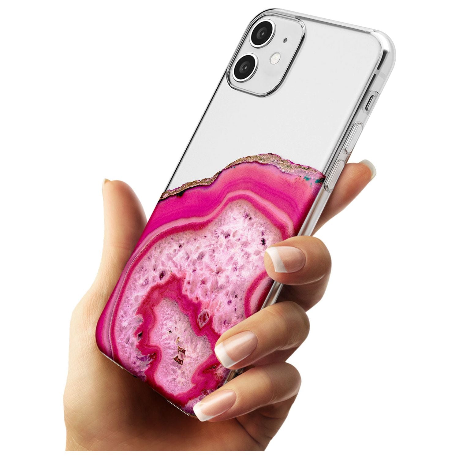 Bright Pink Gemstone Crystal Clear Design Slim TPU Phone Case for iPhone 11