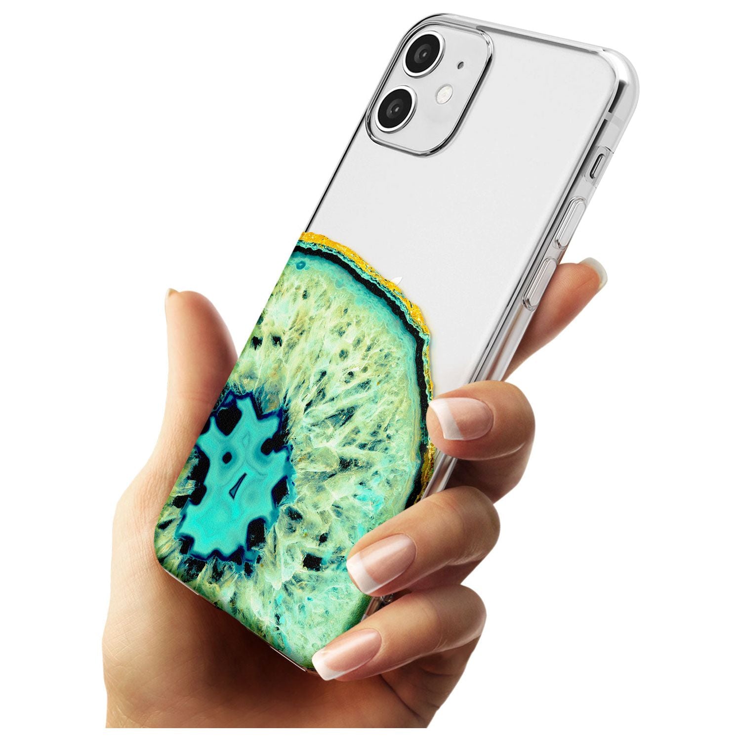 Turquoise & Green Gemstone Crystal Clear Design Slim TPU Phone Case for iPhone 11
