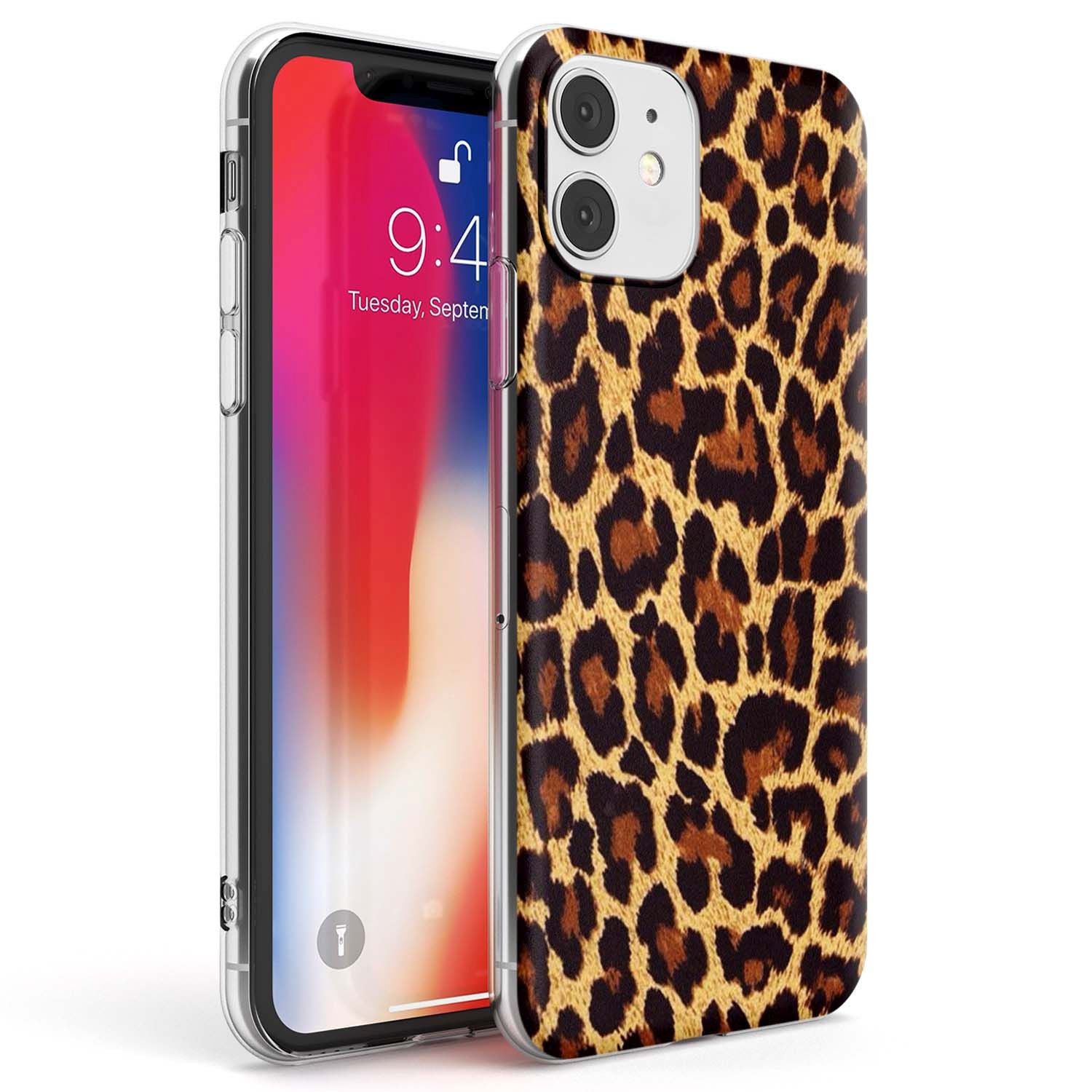 Gold Leopard Print Phone Case iPhone 11 / Clear Case,iPhone 12 / Clear Case,iPhone 12 Mini / Clear Case Blanc Space