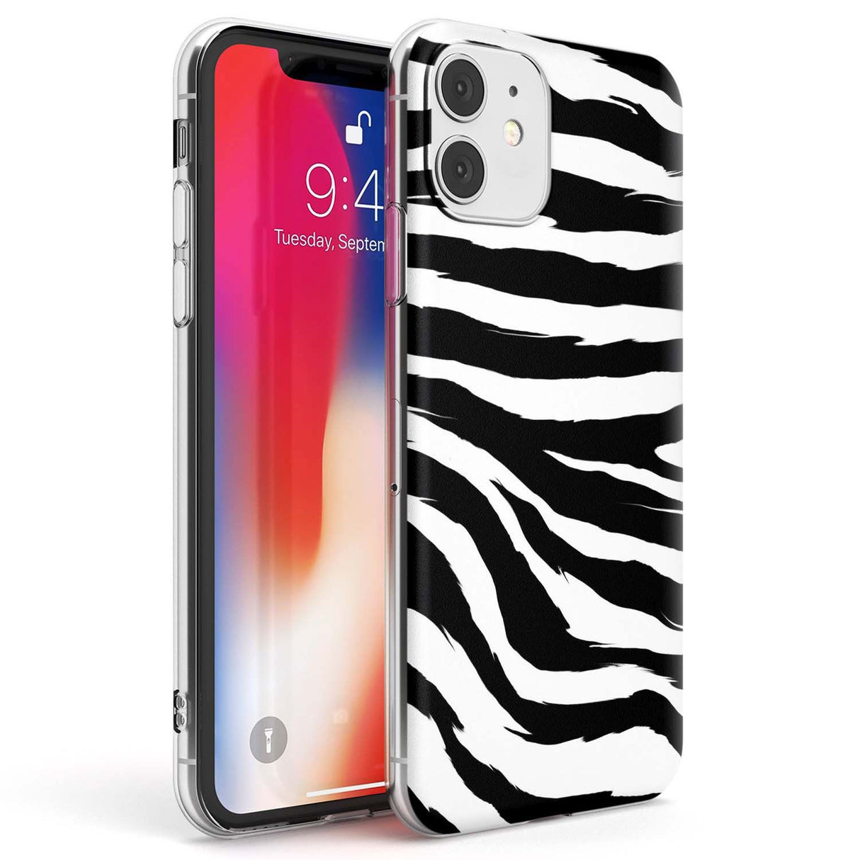 Black Zebra Print Phone Case iPhone 11 / Clear Case,iPhone 12 / Clear Case,iPhone 12 Mini / Clear Case Blanc Space