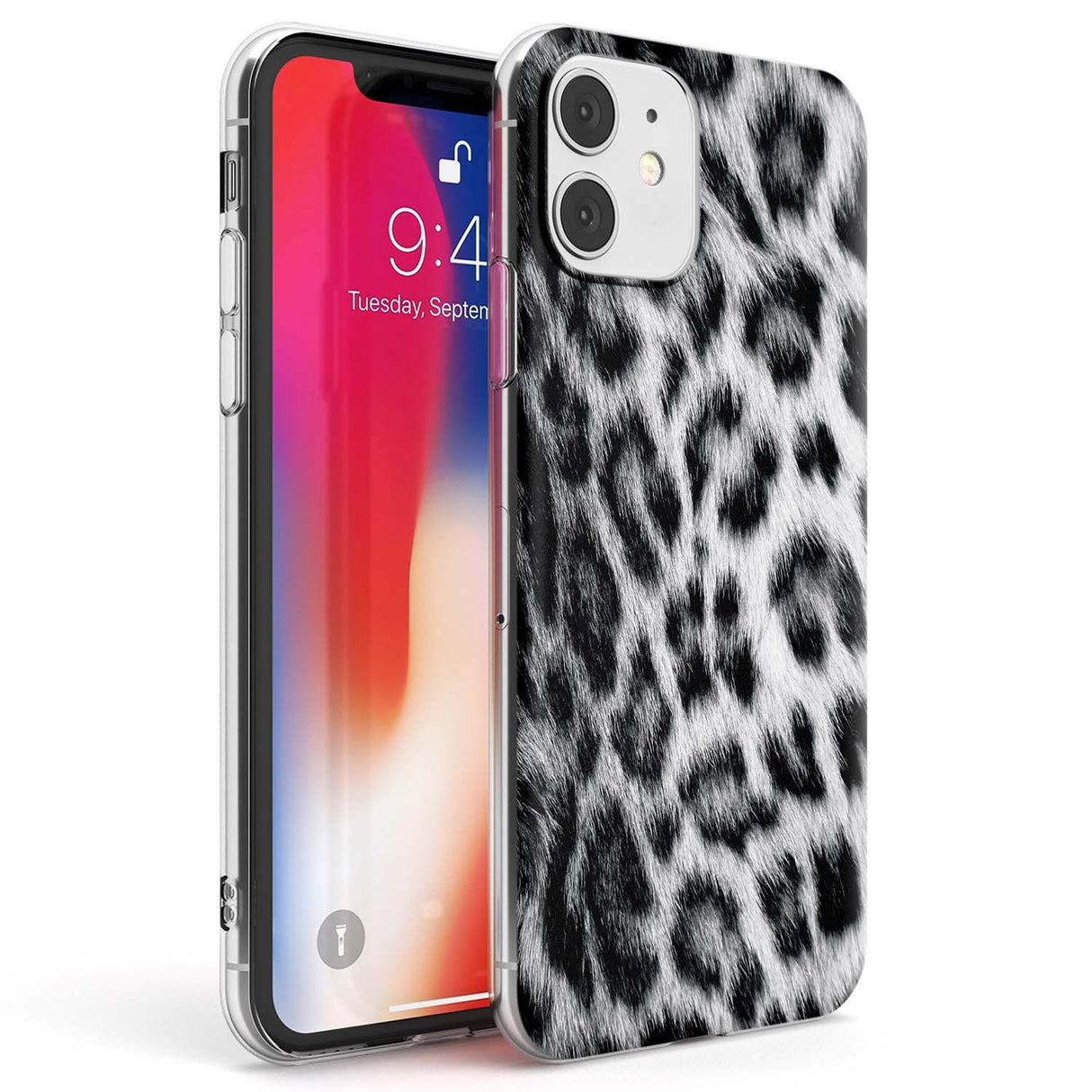 Animal Fur Pattern - Snow Leopard Phone Case iPhone 11 / Clear Case,iPhone 12 / Clear Case,iPhone 12 Mini / Clear Case Blanc Space
