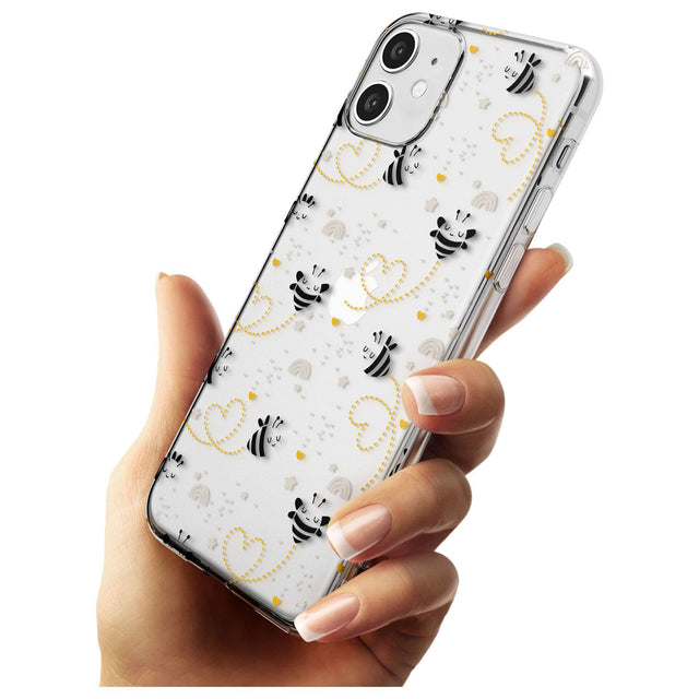 Sweet as Honey Patterns: Bees & Hearts (Clear) Slim TPU Phone Case for iPhone 11