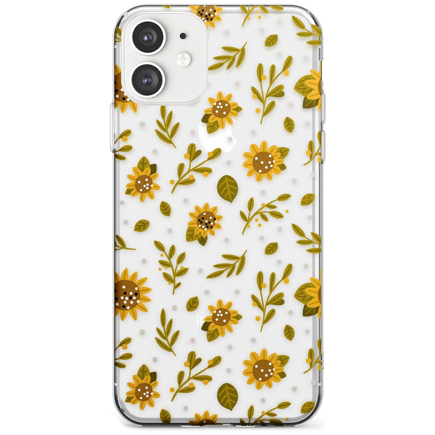 Sweet as Honey Patterns: Sunflowers (Clear) Slim TPU Phone Case for iPhone 11