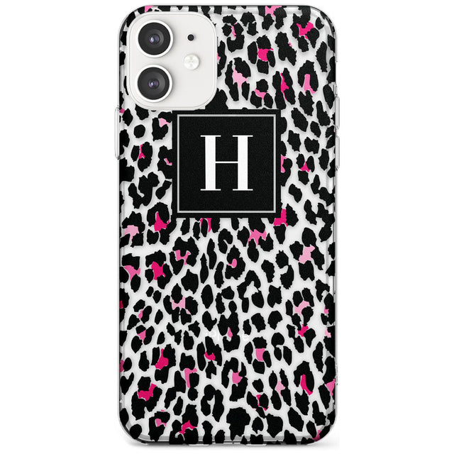 Customised Pink Monogram Leopard Spots Slim TPU Phone Case for iPhone 11