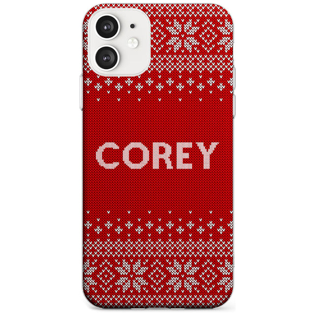 Personalised Red Christmas Knitted Jumper Slim TPU Phone Case for iPhone 11