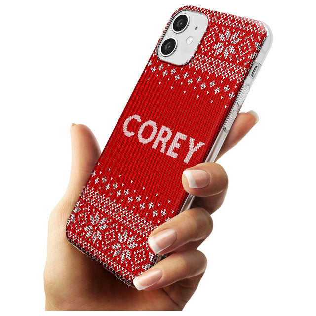 Personalised Red Christmas Knitted Jumper Slim TPU Phone Case for iPhone 11