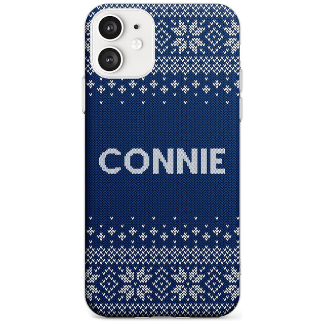 Personalised Blue Christmas Knitted Jumper Slim TPU Phone Case for iPhone 11