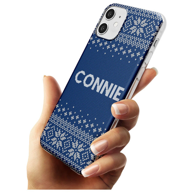 Personalised Blue Christmas Knitted Jumper Slim TPU Phone Case for iPhone 11