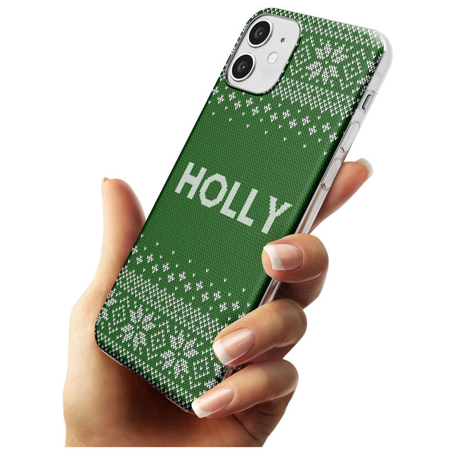 Personalised Green Christmas Knitted Jumper Slim TPU Phone Case for iPhone 11