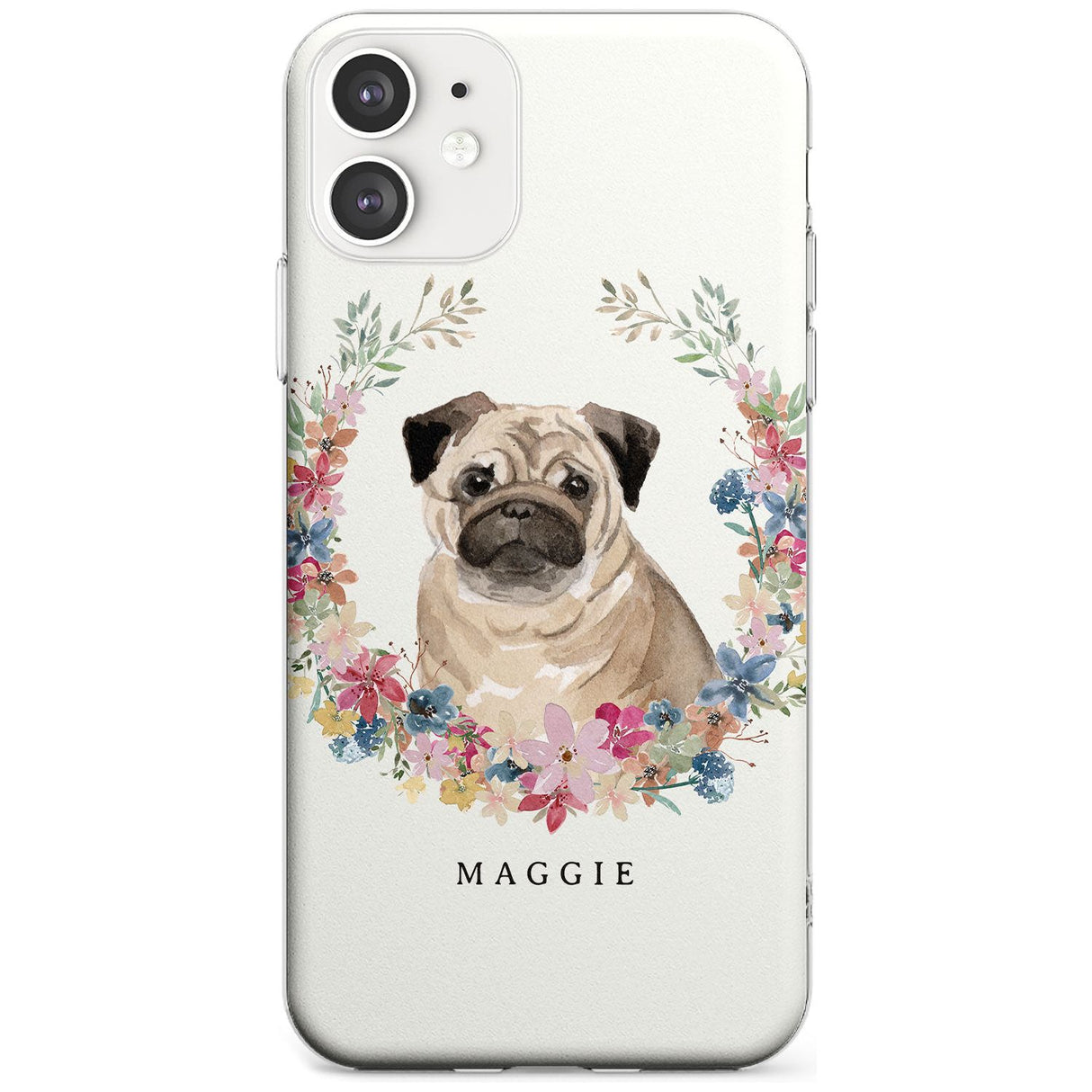 Pug - Watercolour Dog Portrait Slim TPU Phone Case for iPhone 11
