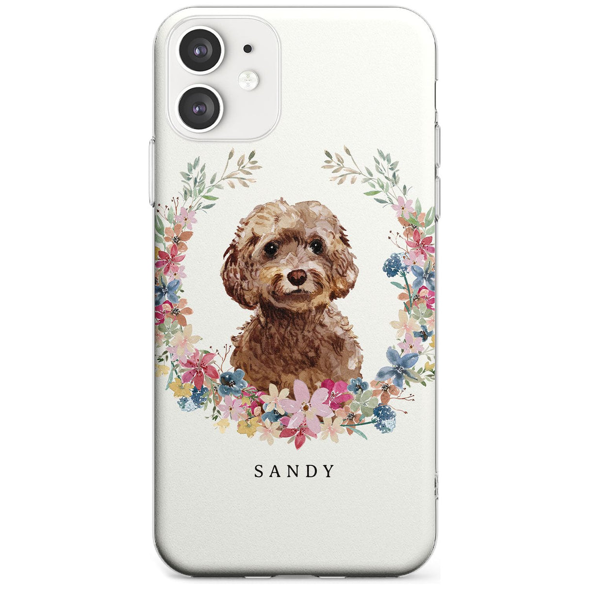 Brown Cockapoo - Watercolour Dog Portrait Slim TPU Phone Case for iPhone 11