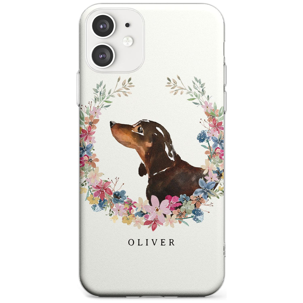 Black & Tan Dachshund - Watercolour Dog Portrait Slim TPU Phone Case for iPhone 11