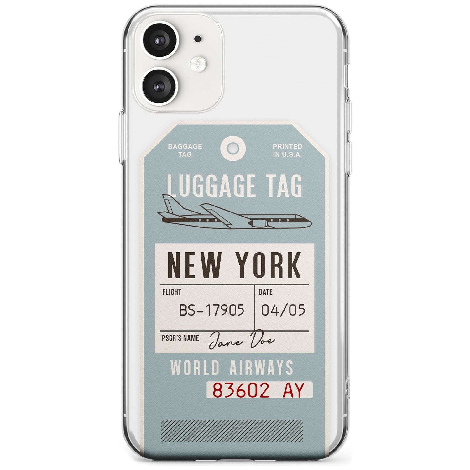 Custom Vintage USA Luggage Tag Black Impact Phone Case for iPhone 11