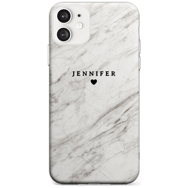 Personalised Light Grey & White Marble Black Impact Phone Case for iPhone 11