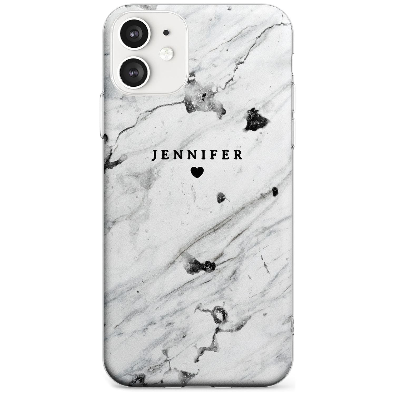Personalised Black & White Marble Black Impact Phone Case for iPhone 11