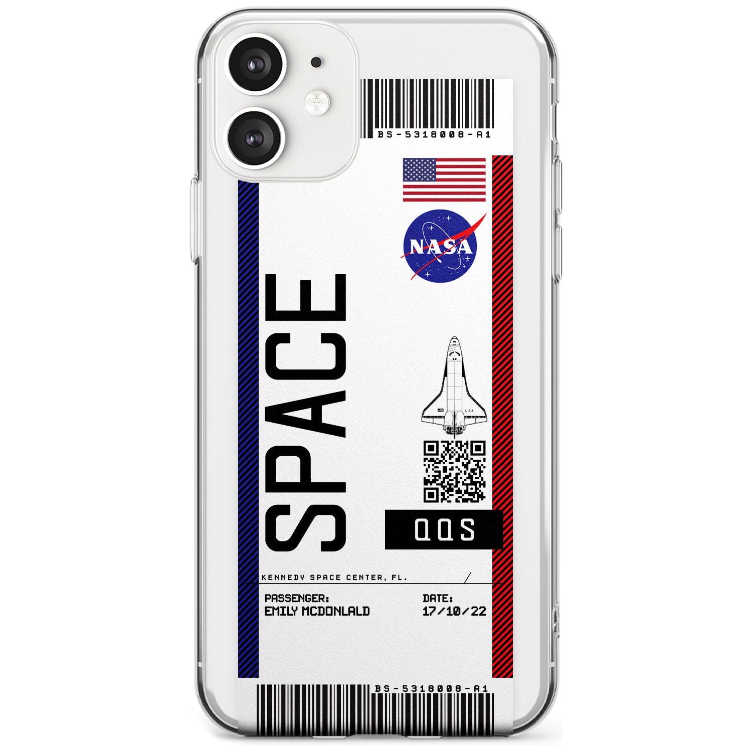 Personalised NASA Boarding Pass (Light) Slim TPU Phone Case for iPhone 11