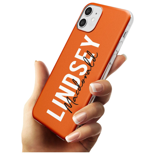 Bold Custom Name: Orange Slim TPU Phone Case for iPhone 11