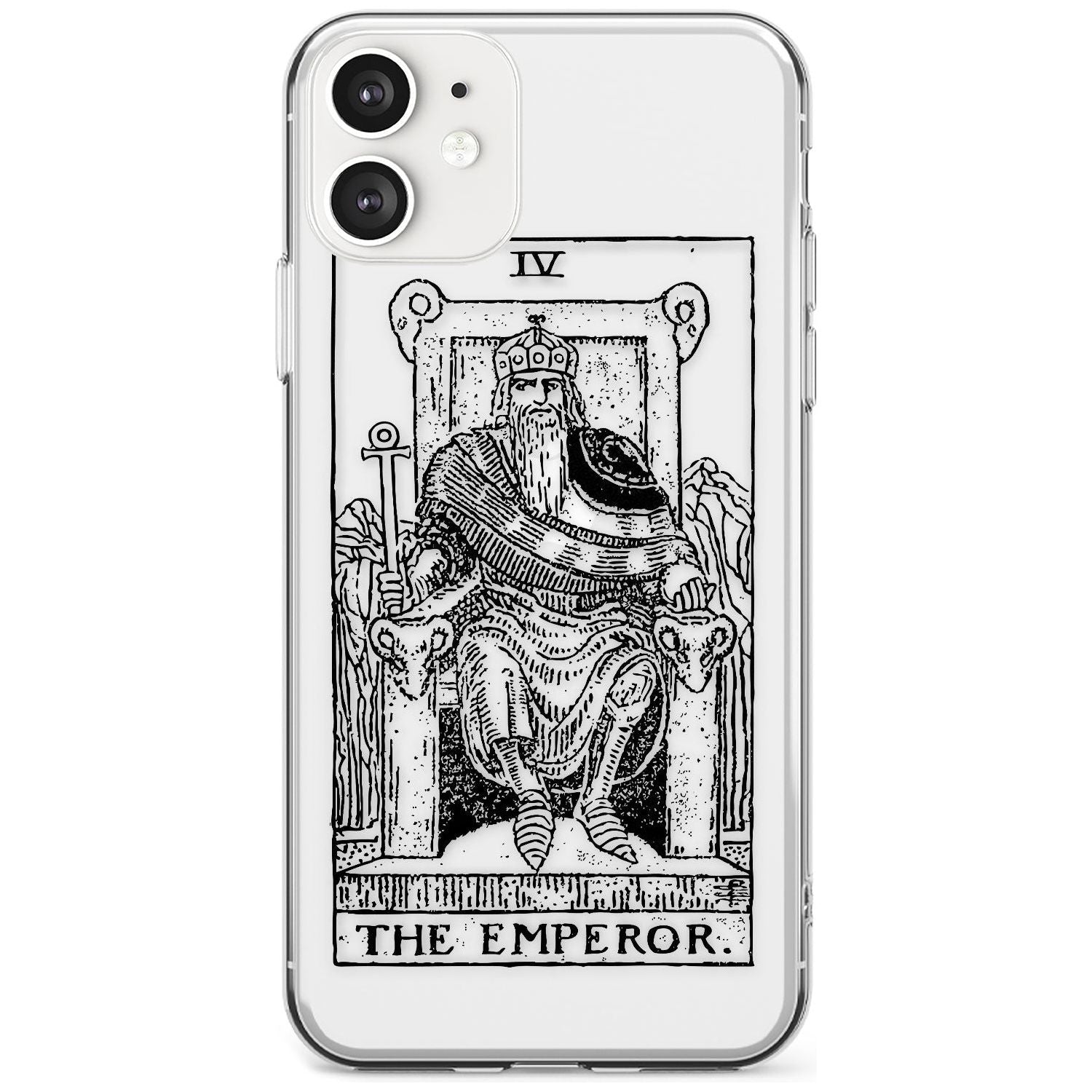 The Emperor Tarot Card - Transparent Black Impact Phone Case for iPhone 11
