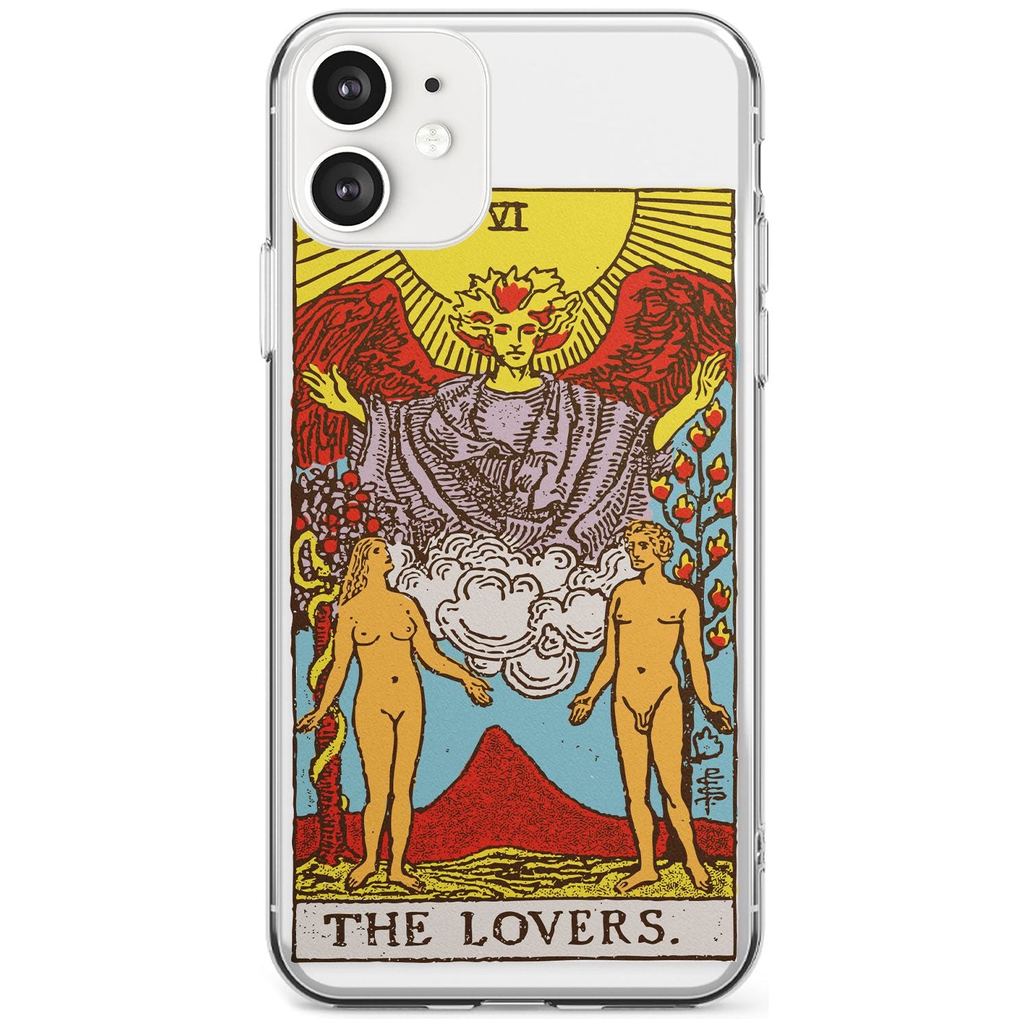 The Lovers Tarot Card - Colour Black Impact Phone Case for iPhone 11