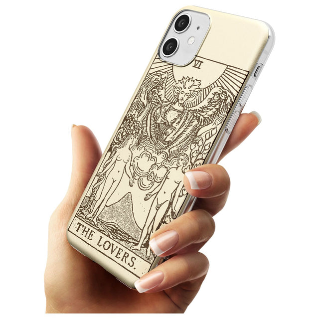 The Lovers Tarot Card - Solid Cream Black Impact Phone Case for iPhone 11