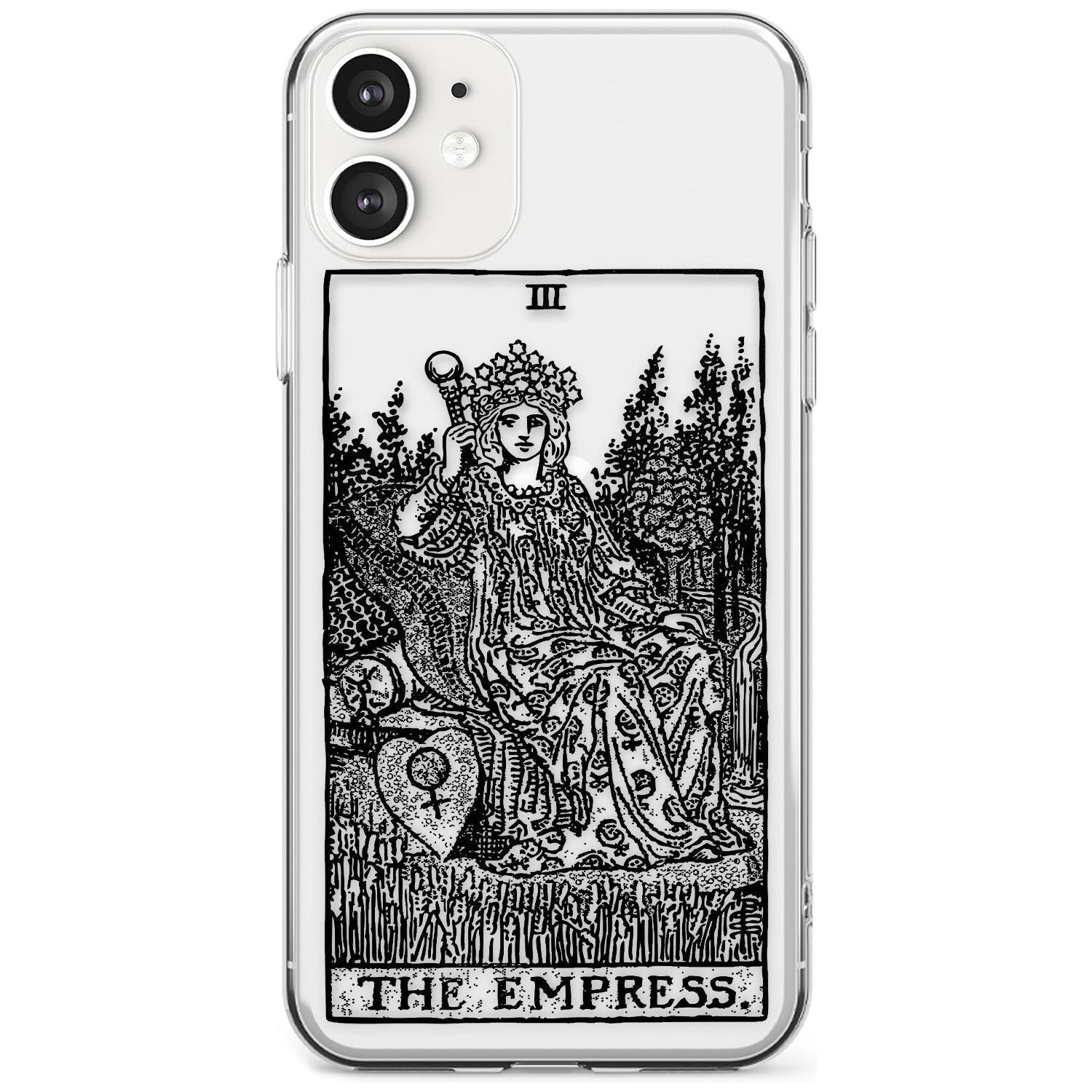 The Empress Tarot Card - Transparent Black Impact Phone Case for iPhone 11