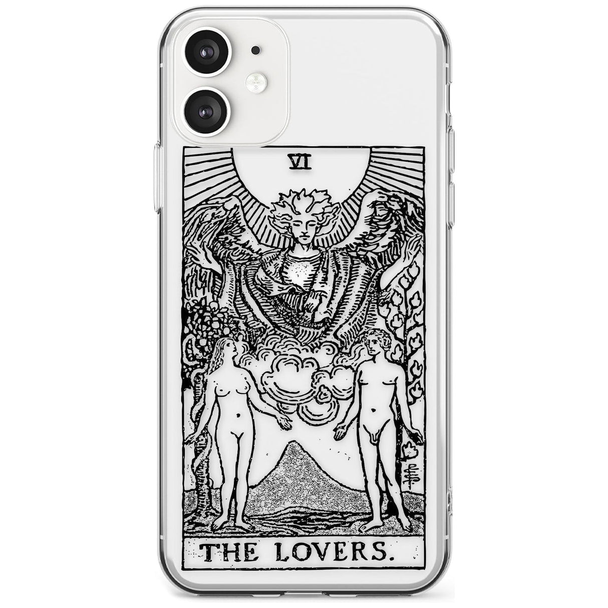 The Lovers Tarot Card - Transparent Black Impact Phone Case for iPhone 11