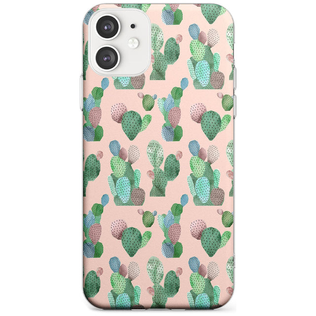 Pink Cactus Pattern Design Slim TPU Phone Case for iPhone 11