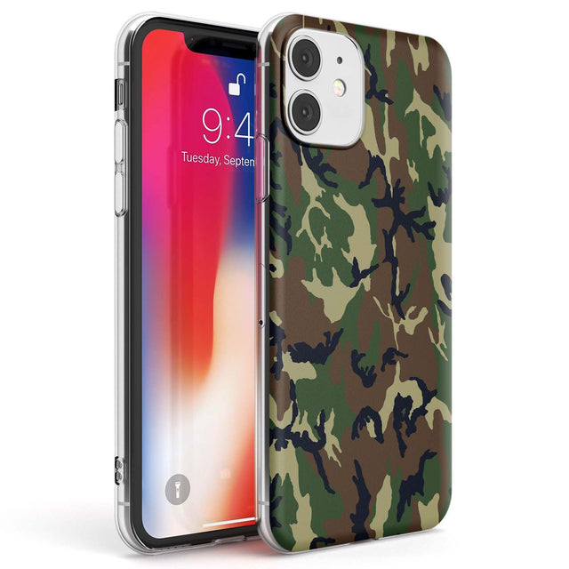 Forest Green Camo Phone Case iPhone 11 / Clear Case,iPhone 12 / Clear Case,iPhone 12 Mini / Clear Case Blanc Space