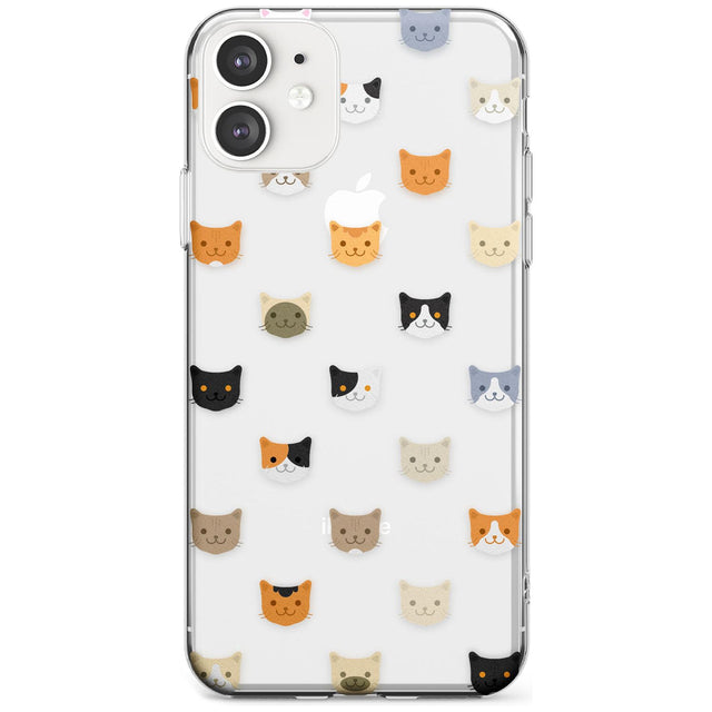Cute Cat Face Transparent Phone Case iPhone 11 / Clear Case,iPhone 12 / Clear Case,iPhone 12 Mini / Clear Case Blanc Space