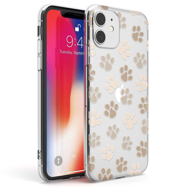 Paw Prints Phone Case iPhone 11 / Clear Case,iPhone 12 / Clear Case,iPhone 12 Mini / Clear Case Blanc Space