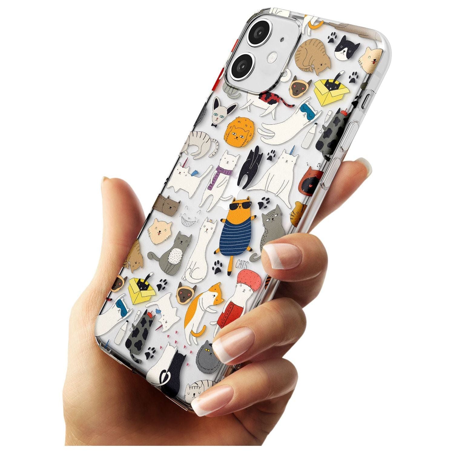 Cartoon Cat Collage - Colour Black Impact Phone Case for iPhone 11