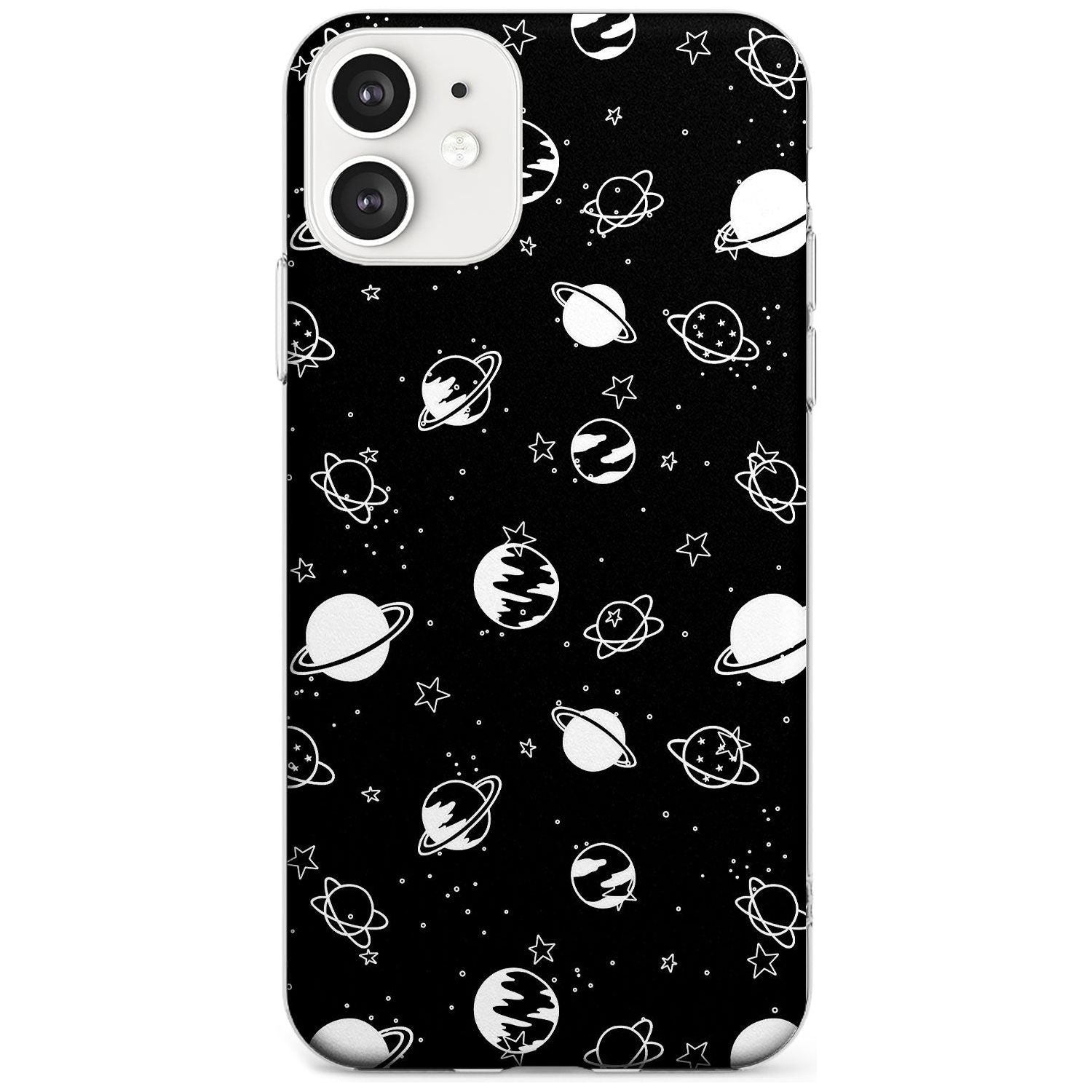 White Planets on Black Black Impact Phone Case for iPhone 11