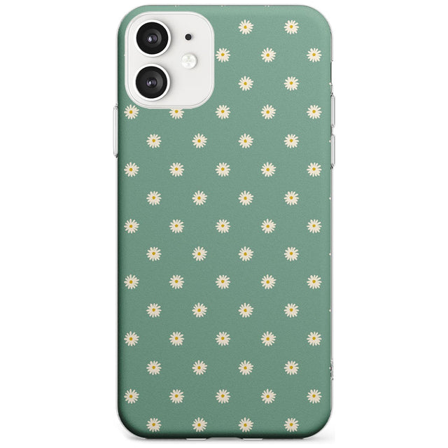 Daisy Pattern - Teal Cute Floral Daisy Design Black Impact Phone Case for iPhone 11