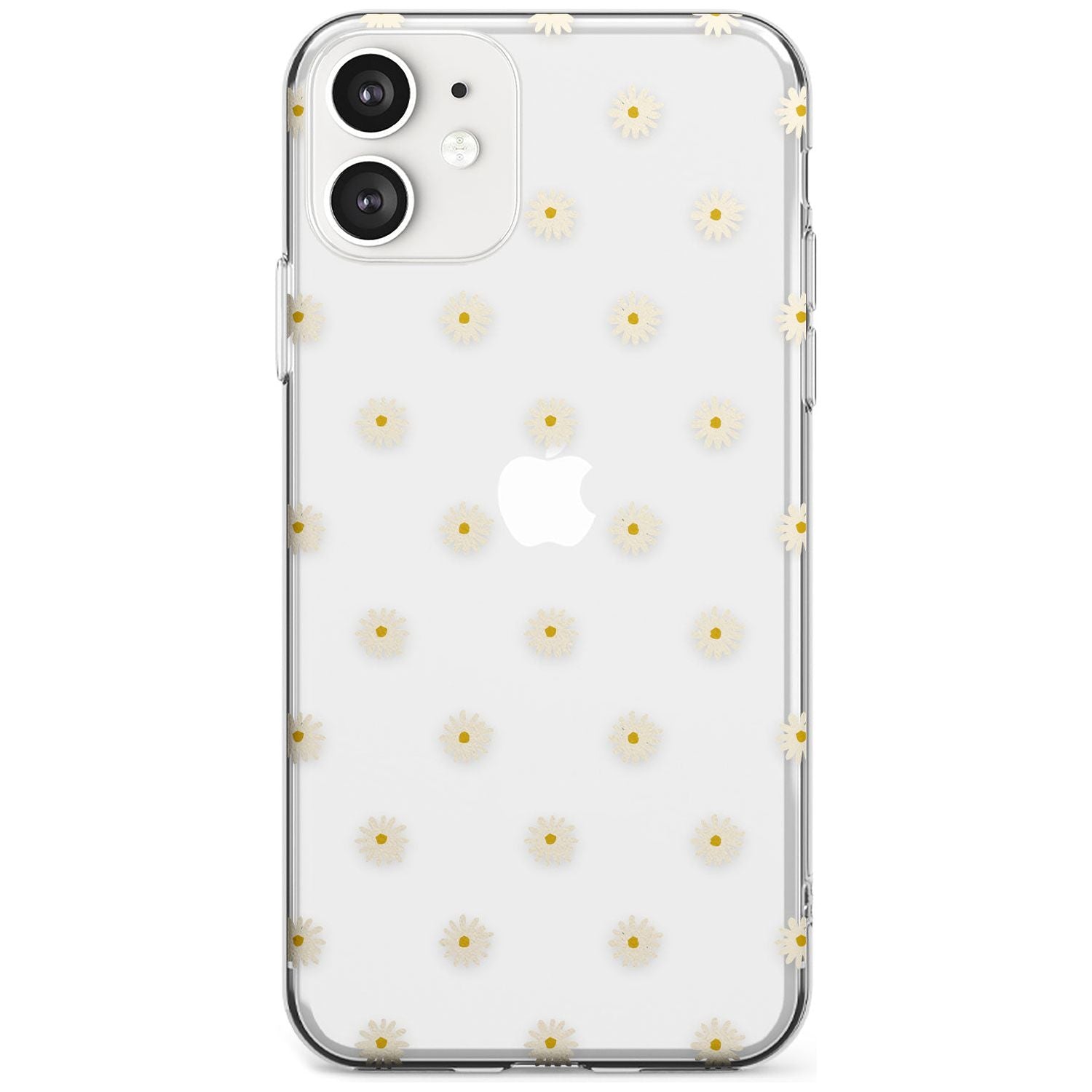 Daisy Pattern - Clear  Cute Floral Design Black Impact Phone Case for iPhone 11