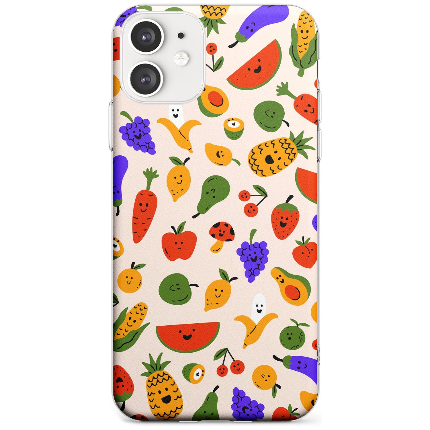 Mixed Kawaii Food Icons - Solid iPhone Case Slim TPU Phone Case Warehouse 11