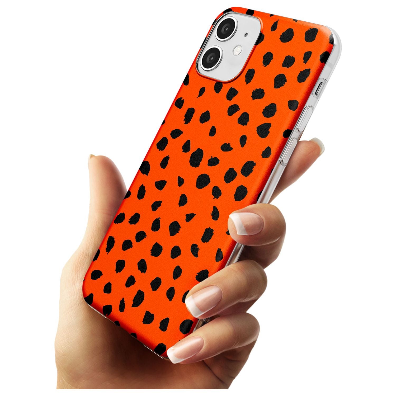 Black & Bright Red Dalmatian Polka Dot Spots Slim TPU Phone Case for iPhone 11