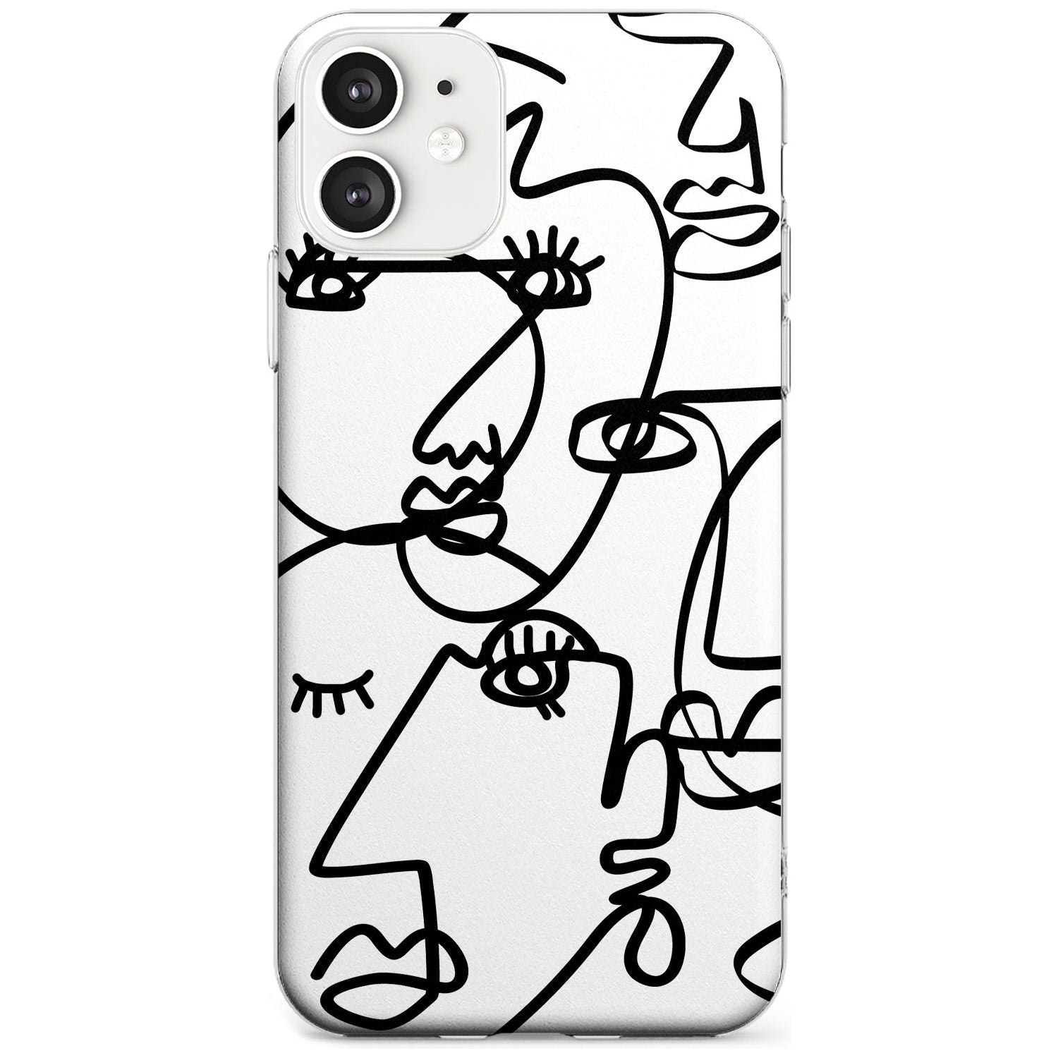 Continuous Line Faces: Black on White Black Impact Phone Case for iPhone 11