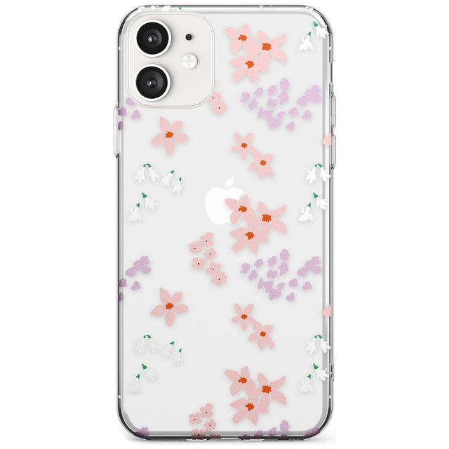 Pink & Purple Flower Mix: Clear Black Impact Phone Case for iPhone 11