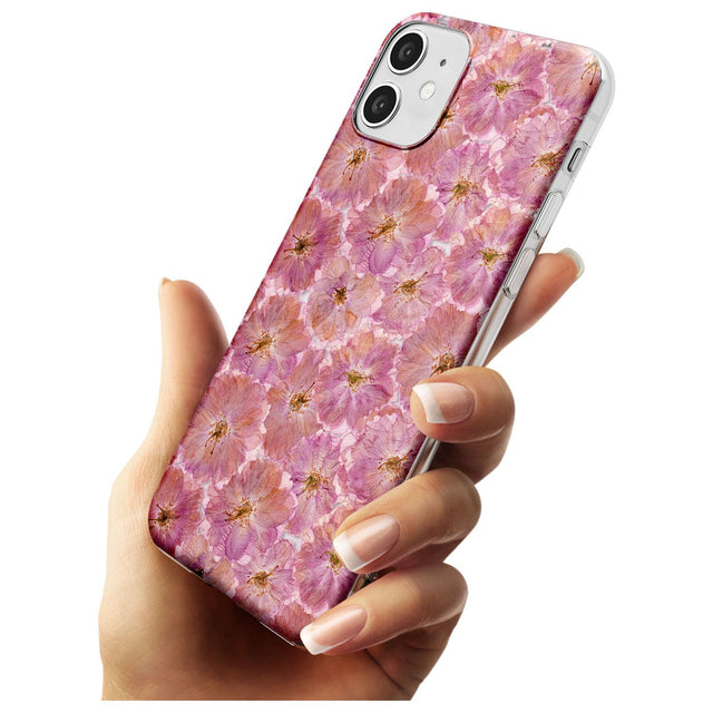 Large Pink Flowers Transparent Design Slim TPU Phone Case for iPhone 11