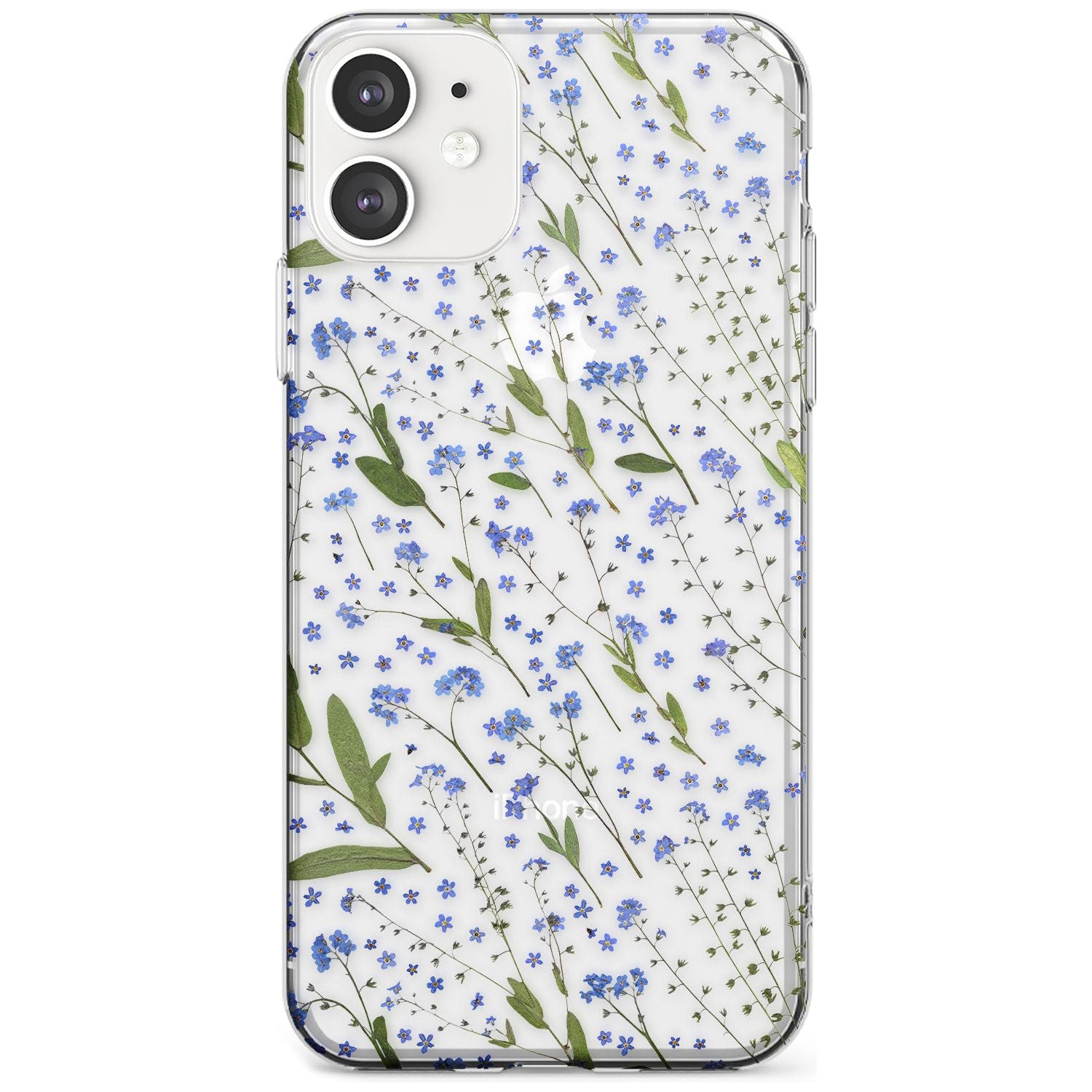 Blue Wild Flower Design Slim TPU Phone Case for iPhone 11