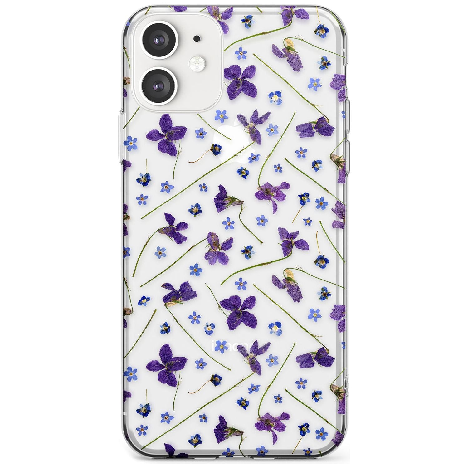 Violet & Blue Floral Pattern Design Slim TPU Phone Case for iPhone 11