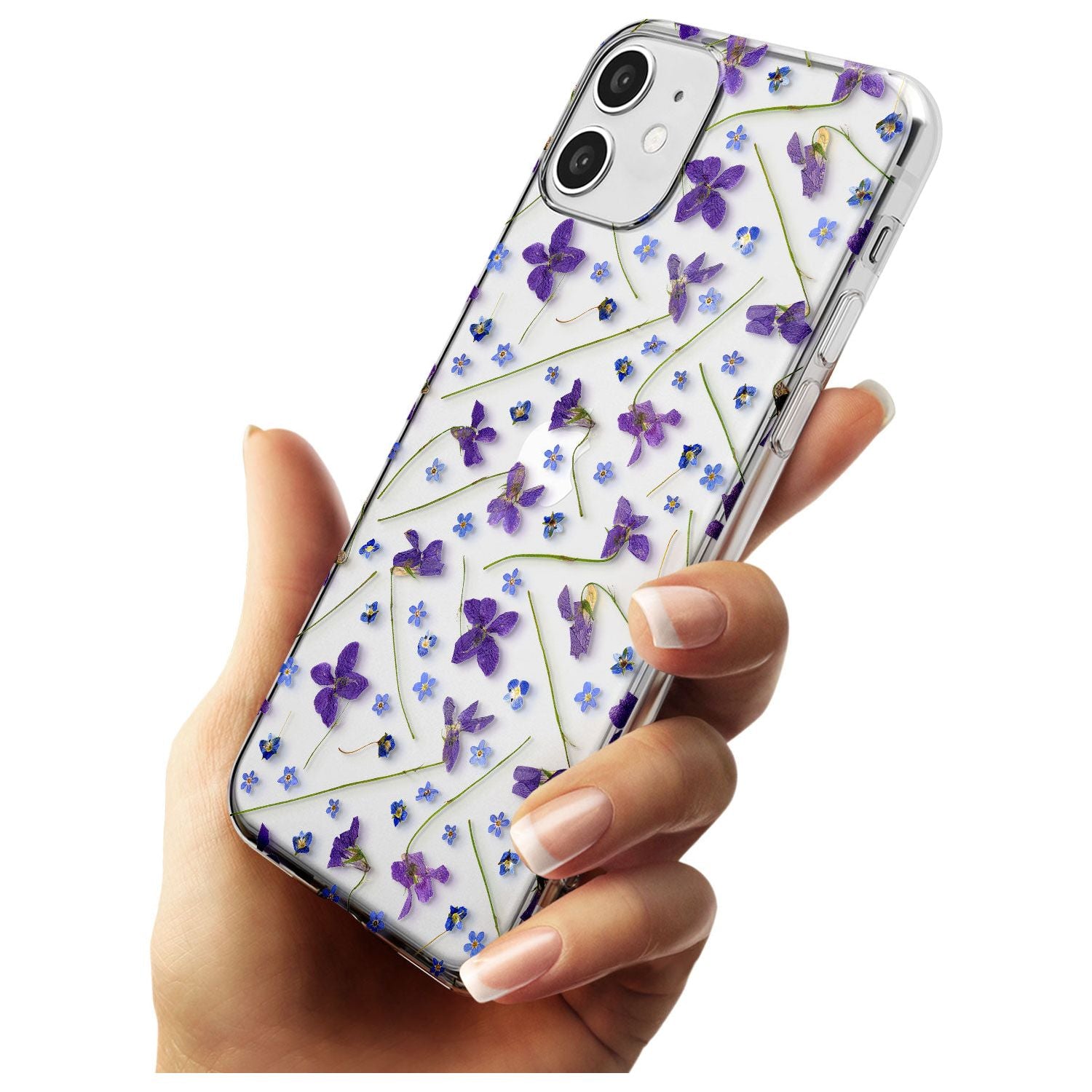 Violet & Blue Floral Pattern Design Slim TPU Phone Case for iPhone 11