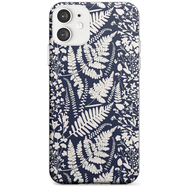 Wildflowers and Ferns on Navy Slim TPU Phone Case for iPhone 11