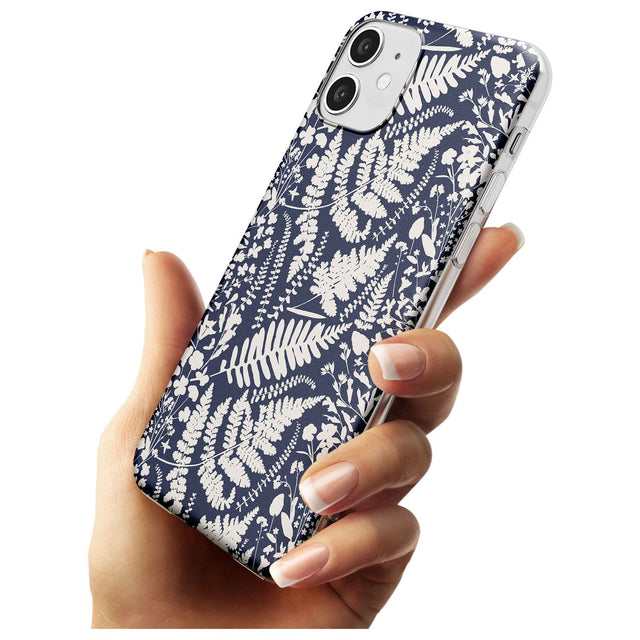 Wildflowers and Ferns on Navy Slim TPU Phone Case for iPhone 11
